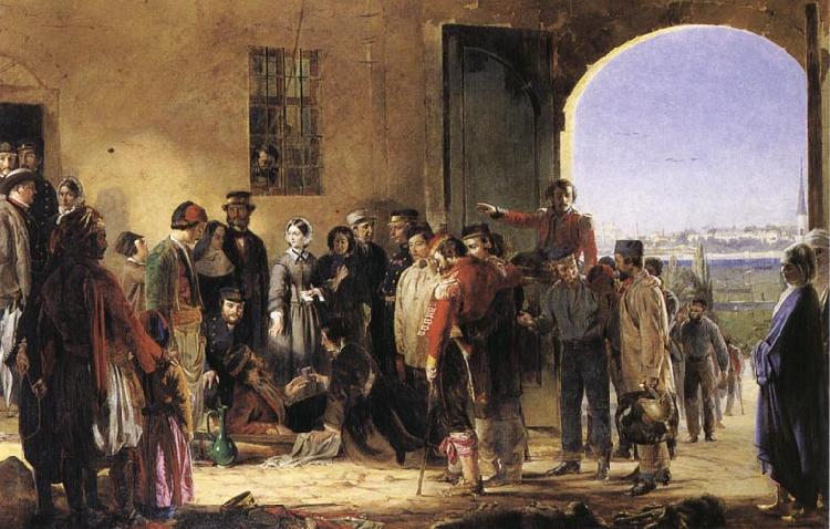 Jerry Barrett The Mission of Merey:Florence Nightingale Receiving the Wounded at Scutari France oil painting art